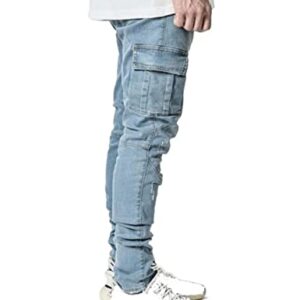 HUNGSON Men's Slim Fit Jeans 7 Pockets Stretch Skinny Denim Pencil Pants Nova Fashion