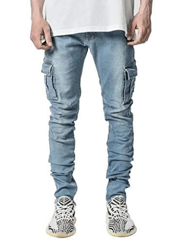 HUNGSON Men's Slim Fit Jeans 7 Pockets Stretch Skinny Denim Pencil Pants Nova Fashion