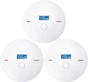 3 pack 10 year battery operated smoke detector and carbon monoxide detector, travel portable photoelectric fire co alarm for home, kitchen