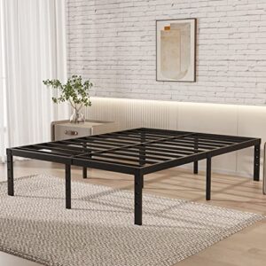 oliway full bed frame, 18 inch tall metal platform bed frame, heavy duty 3500lbs steel slat support, easy assembly, noise free, no box spring needed, mattress foundation, underbed storage space