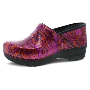 dansko xp 2.0 clogs for women – lightweight slip resistant footwear for comfort and support – ideal for long standing professionals, fuchsia tooled clogs 7.5-8 m us