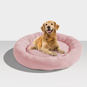 KASENTEX Dog Bed, Round Dog Beds for Medium/Large Dogs, Donut Dog Bed and Cat Bed Anti Slip and Machine Washable (Pink 27x27 Inches)