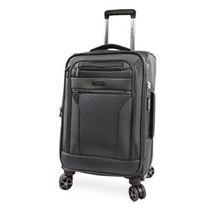 brookstone luggage harbor spinner suitcase, dark charcoal, carry-on