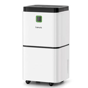 lienuis 25 pints dehumidifiers for home and basements, large room, bedroom, bathroom, 2000 sq. ft. dehumidifier with drain hose and water tank, auto or manual drainage, 12h timer, auto defrost, child lock