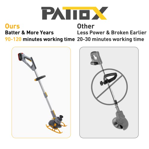 PATIOX Weed Wacker Cordless, Electric Weed Eater Rechargeable 3 in 1, Two 4.0 Ah Battery Powered Weed Whacker Cordless 20v Grass Trimmer with Blade and Charger (4.0 Ah Battery)…