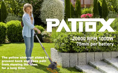 PATIOX Weed Wacker Cordless, Electric Weed Eater Rechargeable 3 in 1, Two 4.0 Ah Battery Powered Weed Whacker Cordless 20v Grass Trimmer with Blade and Charger (4.0 Ah Battery)…