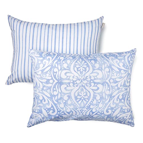 MARTHA STEWART Avery Medallion King Size Duvet, 3 Piece Set-1 Duvet Cover, 2 Pillow Shams, Cotton-Percale, Soft, Reversible, Easy Wash, All Season 104"x92" With Button Closure, Dorm Essentials, Blue