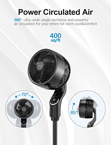 Pedestal Fan for Bedroom,VCK 42“ Standing Floor Fan with 360° Oscillating Air Circulator,32 Speeds,4 Modes,24db Ultra Quiet DC Motor,24H Timer,Child Lock,Smart Remote Control for Home, Office, Indoor