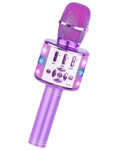 amazmic toys for girls, kids karaoke microphone toddler microphone for singing with led lights,voice changer kids birthday gift for girls, boys, girls toy age 3, 4, 5, 6, 7, 8+ years old(light purple)
