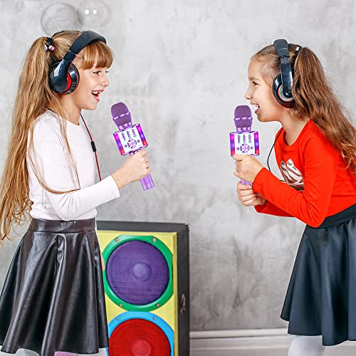 Amazmic Toys for girls, Kids Karaoke Microphone Toddler Microphone for singing with LED Lights,Voice Changer kids Birthday Gift for Girls, Boys, Girls Toy Age 3, 4, 5, 6, 7, 8+ Years Old(Light Purple)