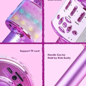 Amazmic Toys for girls, Kids Karaoke Microphone Toddler Microphone for singing with LED Lights,Voice Changer kids Birthday Gift for Girls, Boys, Girls Toy Age 3, 4, 5, 6, 7, 8+ Years Old(Light Purple)