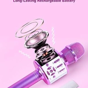 Amazmic Toys for girls, Kids Karaoke Microphone Toddler Microphone for singing with LED Lights,Voice Changer kids Birthday Gift for Girls, Boys, Girls Toy Age 3, 4, 5, 6, 7, 8+ Years Old(Light Purple)