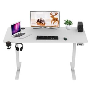 lcvxyerq 55x24inch adjustable desk electric standing desk sit stand up desk height adjustable home office workstation memory preset with splice table plate white