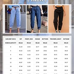 Astylish Women White Jeans High Waist Casual Loose Boyfriend Cropped Mom Denim Pants White Size 12