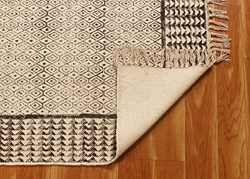 Pure Cotton Rug, Handmade Bohemian Rugs Home Decorative Boho Kilim Hand Woven Rag Rug Entryway Throw Rug for Doormat Bedroom Living Room Laundry Room Balcony 270x360 cm (9x12 Feet)