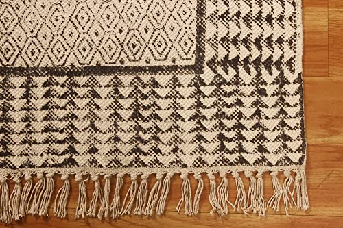 Pure Cotton Rug, Handmade Bohemian Rugs Home Decorative Boho Kilim Hand Woven Rag Rug Entryway Throw Rug for Doormat Bedroom Living Room Laundry Room Balcony 270x360 cm (9x12 Feet)