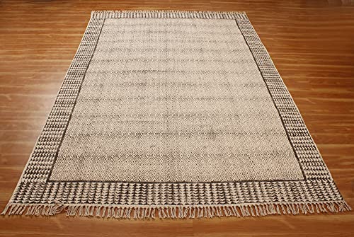 Pure Cotton Rug, Handmade Bohemian Rugs Home Decorative Boho Kilim Hand Woven Rag Rug Entryway Throw Rug for Doormat Bedroom Living Room Laundry Room Balcony 270x360 cm (9x12 Feet)