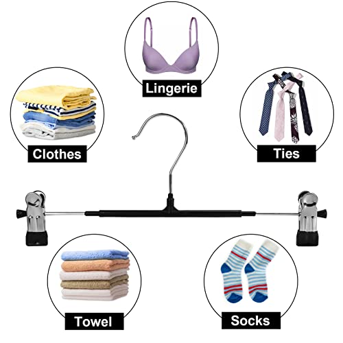 30 Pack Pants Hangers with Clips - POZEAN Clothes Hanger with Adjustable Clips, Skirt Hangers Space Saving for Pants, Skirts, Jeans, Shorts, Kids Clothes and More(Black)