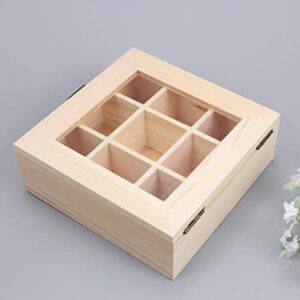 Gatuida Tea Box for Tea Bags Organizer, Wooden Tea Storage Organizer with Clear Top Window, 9 Compartments Eco-Friendly Tea Bag Holder, Multi-Functional Storage Box