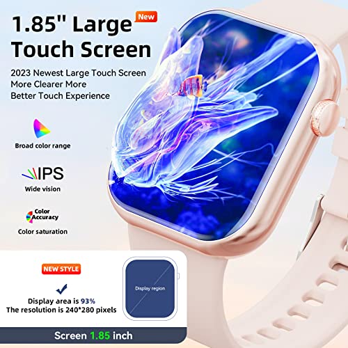 Smart Watch (Answer/Make Calls), 2023 Newest 1.85 Inch Fitness Tracker, Heart Rate/Sleep Monitor/Pedometer/Calories, Multiple Sports Modes, Waterproof Women's Men's Fitness Watch for Android iPhone