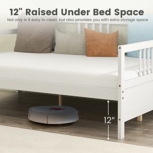 Giantex Full Size Daybed, Wooden Daybed Sofa Bed Frame with Wood Slat Support for Kids Teens, Multi-Functional Day Bed for Living Room Bedroom Guest Room, No Box Spring Needed (Full,White)