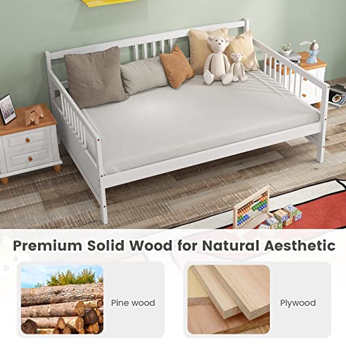 Giantex Full Size Daybed, Wooden Daybed Sofa Bed Frame with Wood Slat Support for Kids Teens, Multi-Functional Day Bed for Living Room Bedroom Guest Room, No Box Spring Needed (Full,White)