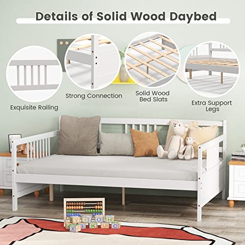 Giantex Full Size Daybed, Wooden Daybed Sofa Bed Frame with Wood Slat Support for Kids Teens, Multi-Functional Day Bed for Living Room Bedroom Guest Room, No Box Spring Needed (Full,White)