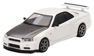 mini gt 1/64 nissan skyline gt-r r34 v-spec ii n1 white (right handle) finished product