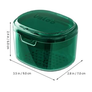 Healeved Retainer Case Denture Bath Cup with Strainer Basket Retainer Cleaner Orthodontic Mouth Case Soak Container for False Teeth Green
