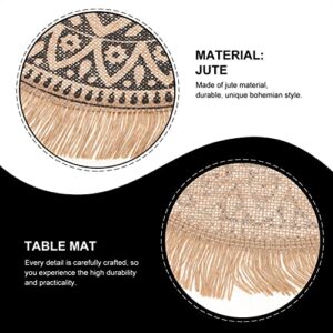 Trivet 2pcs Mandala Placemat Cotton Woven Macrame Tassels Table Mats Washable Round Burlap Placemats Natural Jute Coasters for Kitchen Table Woven Placemats Round Placemats Round Placemats