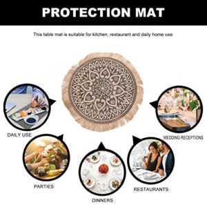 Trivet 2pcs Mandala Placemat Cotton Woven Macrame Tassels Table Mats Washable Round Burlap Placemats Natural Jute Coasters for Kitchen Table Woven Placemats Round Placemats Round Placemats