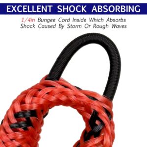 4 Pack Bungee Boat Dock Line with Stainless Steel Clip 3FT Mooring Rope Boat Accessories Docking Lines PWC Dockline for Boats Kayak, Jet Ski, Pontoon, Canoe, Power Boat WaveRunner(Red&Black)