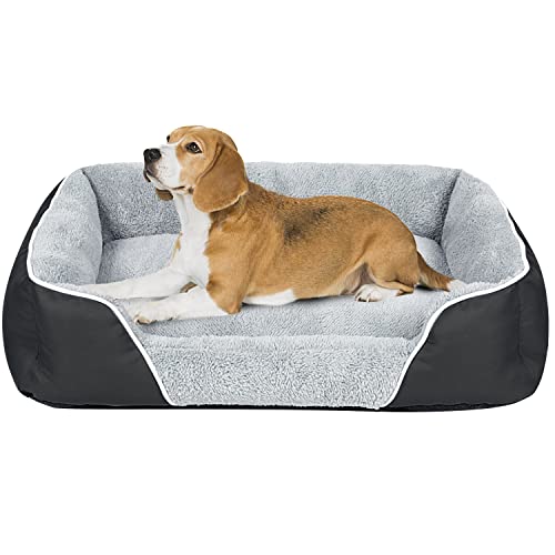 RIROMGY Dog Bed for Medium Dogs, Rectangle Machine Washable Dog Bed Warming Calming Pet Sofa Comfortable Orthopedic Dog Bed for Small Medium Dogs with Anti-Slip Bottom