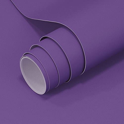 VOLEAAR Purple Contact Paper 15.7 x 393.7 Inches Pure Purple Peel and Stick Wallpaper Vinyl Adhesive Waterproof Solid Color Purple Wall Paper for Cabinet Shelf Liner Room Walls Covering Decorative