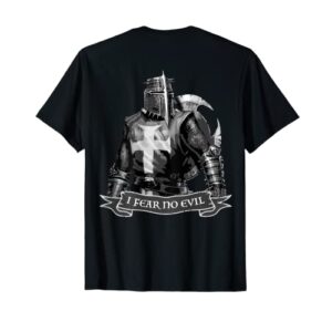 crusader i fear no evil knight templar warrior of god t-shirt