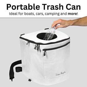 Deluxe Recycles Large Portable Trash Can for Boating and Camping | Durable and Collapsible with Inner Bin (White)