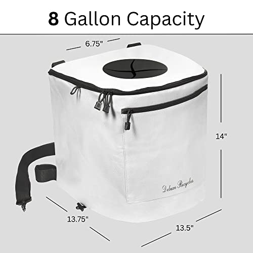 Deluxe Recycles Large Portable Trash Can for Boating and Camping | Durable and Collapsible with Inner Bin (White)