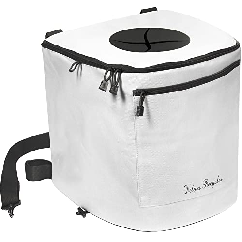 Deluxe Recycles Large Portable Trash Can for Boating and Camping | Durable and Collapsible with Inner Bin (White)