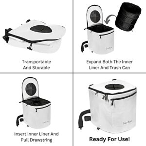 Deluxe Recycles Large Portable Trash Can for Boating and Camping | Durable and Collapsible with Inner Bin (White)