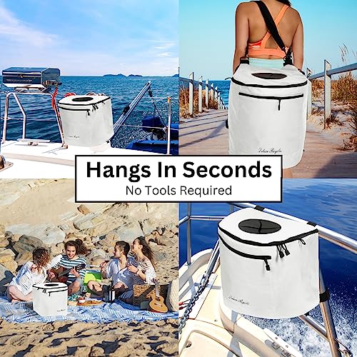 Deluxe Recycles Large Portable Trash Can for Boating and Camping | Durable and Collapsible with Inner Bin (White)