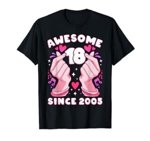 girl 18th birthday, born 2005, k-pop heart, saranghae t-shirt