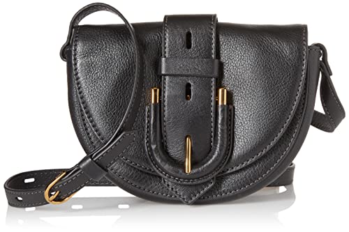 Fossil Women's Harwell Leather Small Flap Crossbody Purse Handbag, Black (Model: ZB1853001)