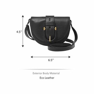 Fossil Women's Harwell Leather Small Flap Crossbody Purse Handbag, Black (Model: ZB1853001)