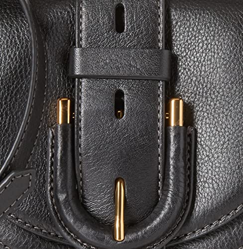 Fossil Women's Harwell Leather Small Flap Crossbody Purse Handbag, Black (Model: ZB1853001)