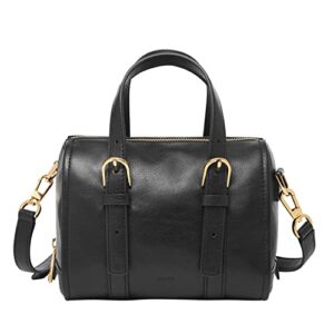 fossil women's carlie leather mini satchel purse handbag, black (model: zb1856001)