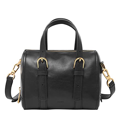 Fossil Women's Carlie Leather Mini Satchel Purse Handbag, Black (Model: ZB1856001)