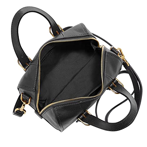 Fossil Women's Carlie Leather Mini Satchel Purse Handbag, Black (Model: ZB1856001)