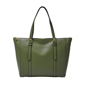 fossil women's carlie leather tote bag purse handbag, tarragon (model: zb1773374)