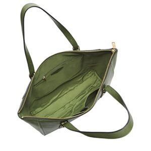 Fossil Women's Carlie Leather Tote Bag Purse Handbag, Tarragon (Model: ZB1773374)