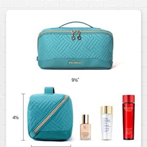 BAGSMART Makeup Bag Cosmetic Bag, Travel Makeup Bag,Water-resistent Makeup Bags for Women Portable Pouch Open Flat Make Up Organizer Bag for Toiletries, Brushes, Teal